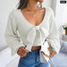 Fall Knit Bow Crop Sweater