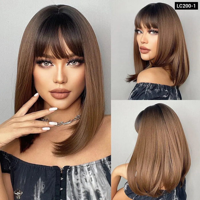 Brown Bob Wig With Bangs