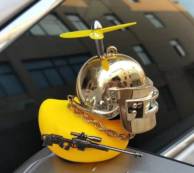 Yellow Duck With Helmet Car Interior Decoration