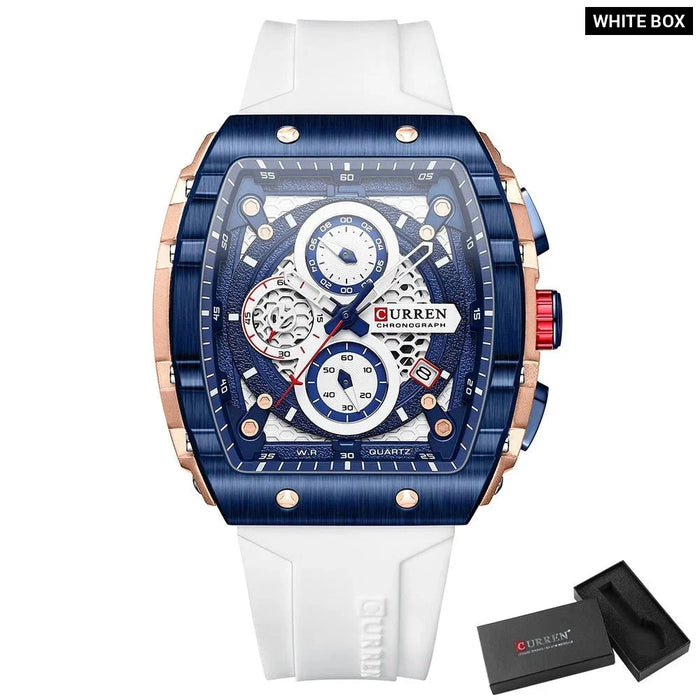 Fashion Sports Watches With Large Dial Unique Rectangular Hollow Design Quartz Wristwatches With Chrongraph Auto Date