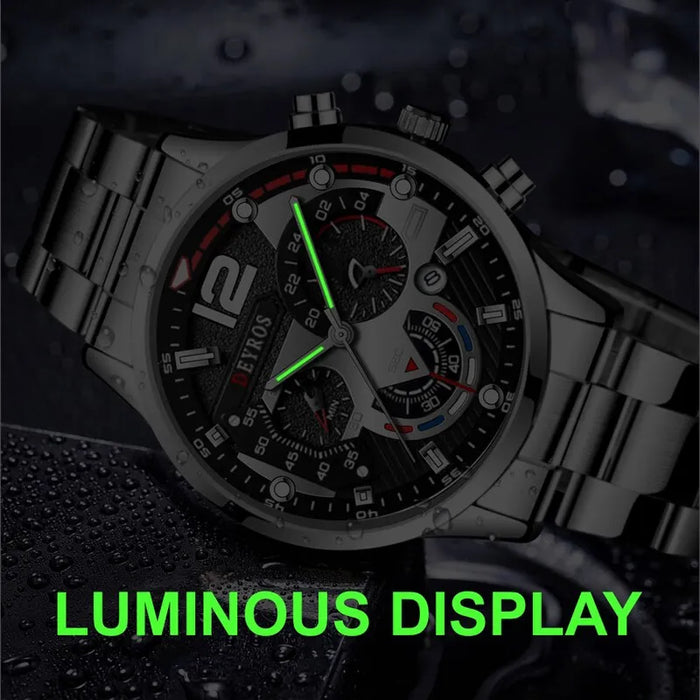 Fashion Mens Watches Luxury Stainless Steel Quartz Wristwatch Calendar Luminous Clock Men Business Casual Watch