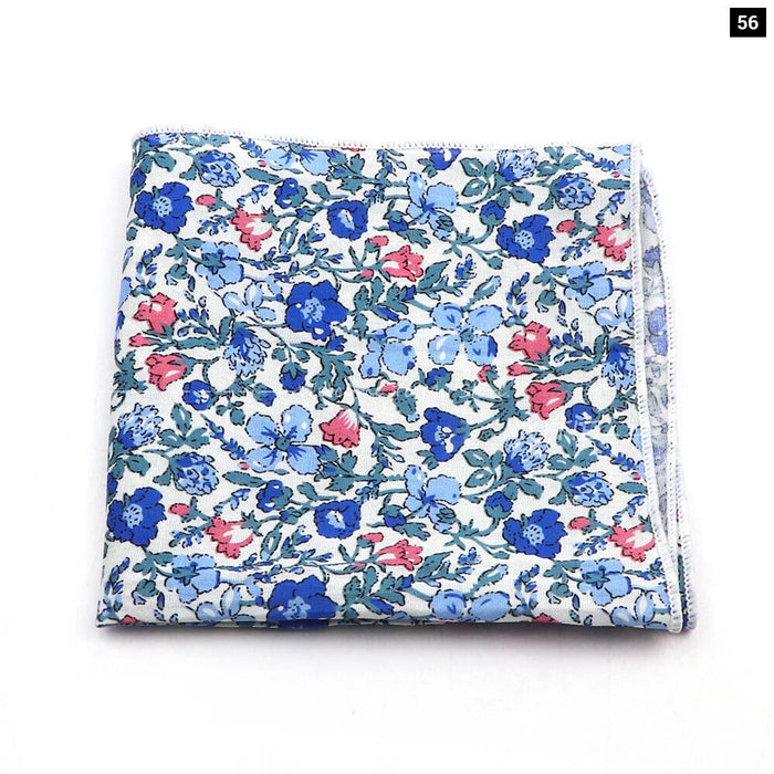 Floral Pocket Square For Men Classic White Cotton Handkerchief For Weddings And Daily Wear