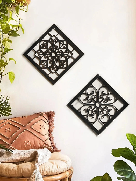 2 Piece Boho Wood Wall Decor For Living Room