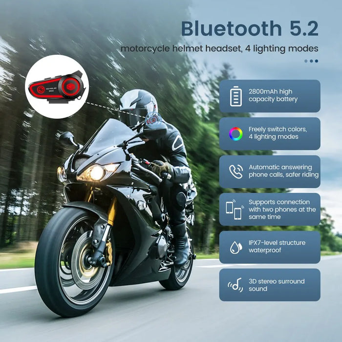 Gearelec Dk02 Bluetooth Motorcycle Helmet Headset Ipx7 Waterproof