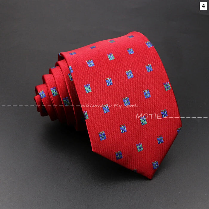 Christmas Tie Festive Snow Santa Claus Necktie For Men And Women