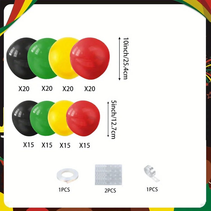 144Pcs June Black Independence Day Themed Balloon Arch Set With Red Black Green And Yellow Balloons For Commemoration Day