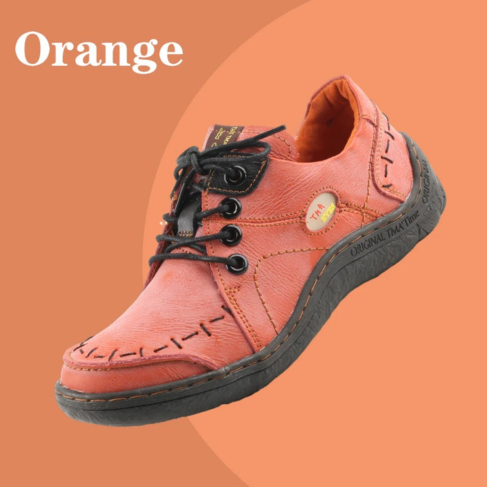 Womens Hand-stitched Leather Lightweight Flat Design Shoes