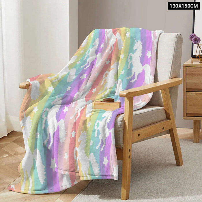 Soft Unicorn Throw Blanket Plush For Sofa Couch And Bed