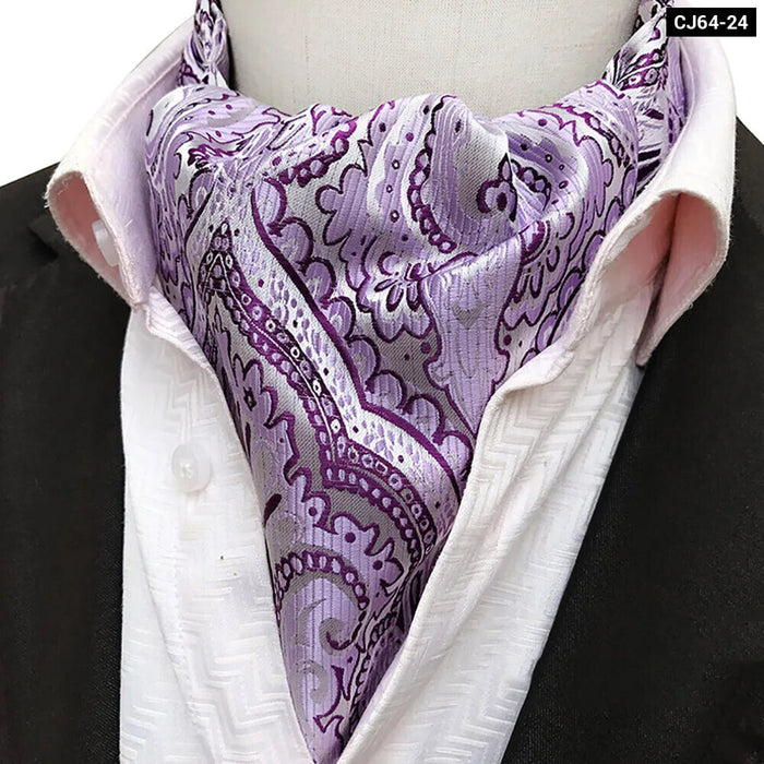 British Gentleman Tie Set Jacquard Paisley Cashew Cravat Ascot Scrunch For Weddings