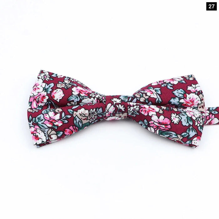 Colourful Floral Bow Ties Fashion Cotton Print For Mens Wedding And Business Suits