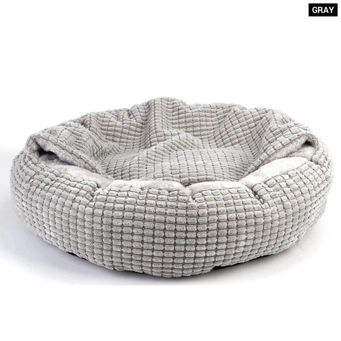 Cozy Dog Bed Hooded Fluffy Orthopedic Round Donut Pet Cuddler