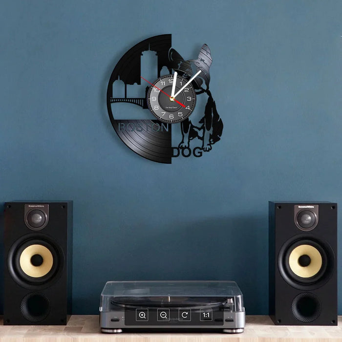 French Bulldog Vinyl Record Wall Clock