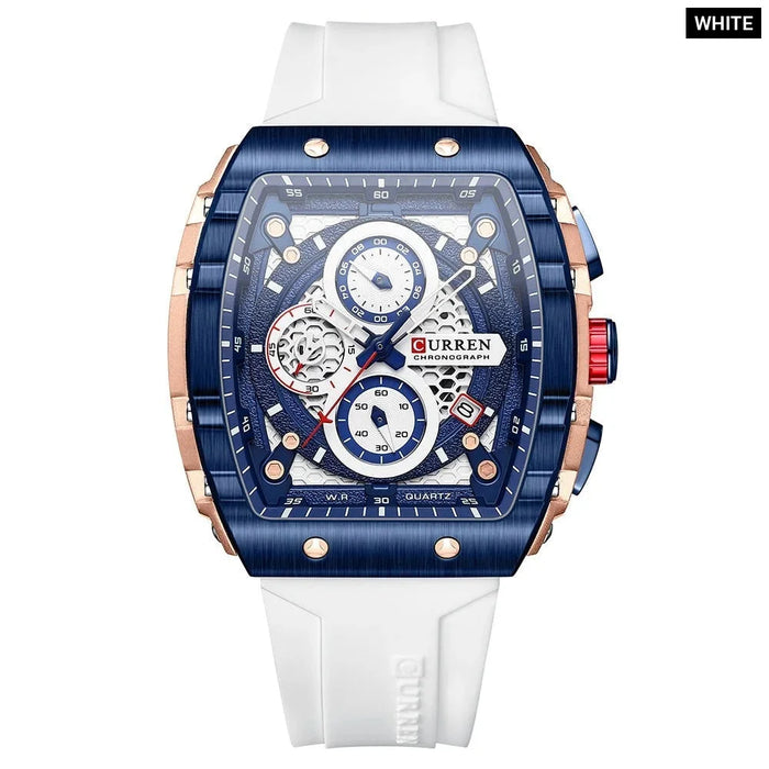 Fashion Sports Watches With Large Dial Unique Rectangular Hollow Design Quartz Wristwatches With Chrongraph Auto Date