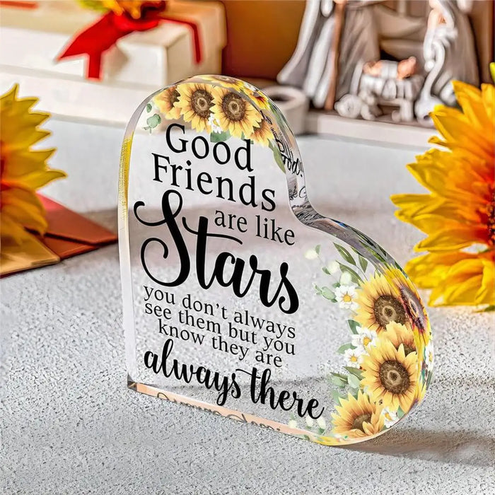 Acrylic Sunflower Heart Perfect Gift For Sisters & Friends