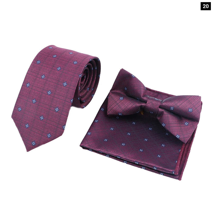 Classic Paisley Striped Necktie Set Mens Fashion Accessory