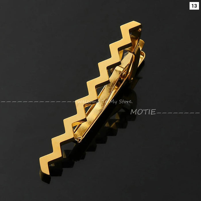 Golden Black Necktie Clip Classic Mens Accessory