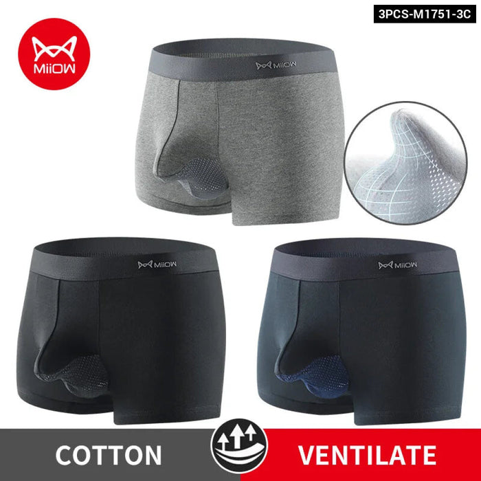 Pack Of 3 Breathable Cotton Mens Boxers