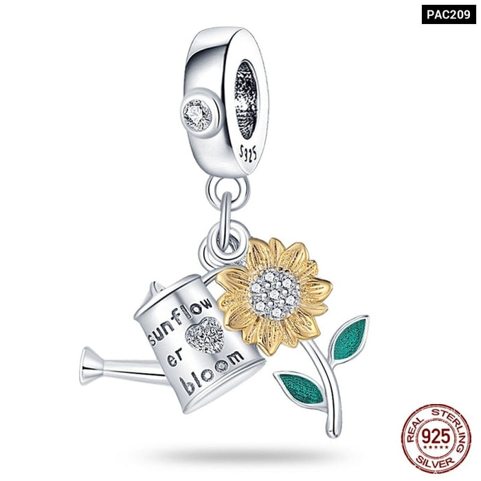 Fit Pandora 925 Original Bracelet 925 Sterling Silver Flower Bird Series Charms Beads For Women DIY Jewelrys Making