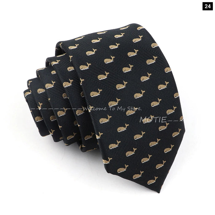 Blue Whale Pattern Tie For Weddings And Daily Wear