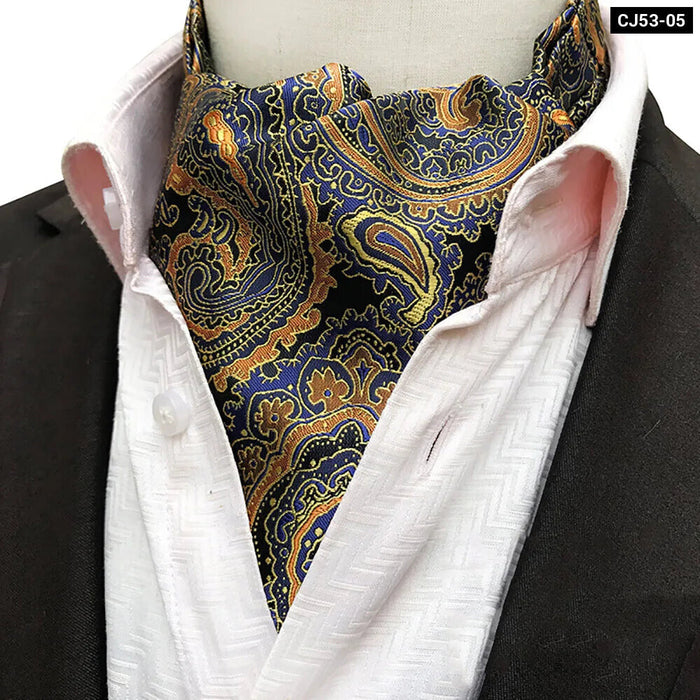 British Gentleman Tie Set Jacquard Paisley Cashew Cravat Ascot Scrunch For Weddings