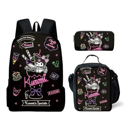 Kawaii Sanrio Kuromi Backpack Set For Students