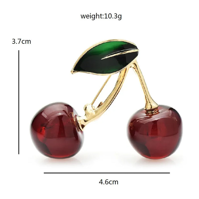 Cherry Brooches 2 Colour Fruits Pin