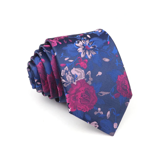 Blue Floral Jacquard Tie For Business Weddings And Daily Wear