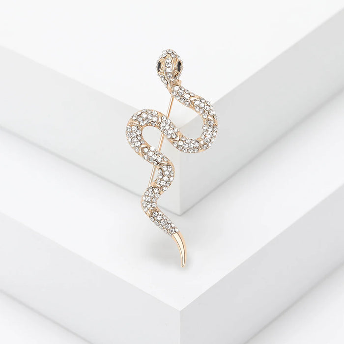 Sparkling Snake Brooch Pin 3 Colour Rhinestone Lapel Pin For Clothing