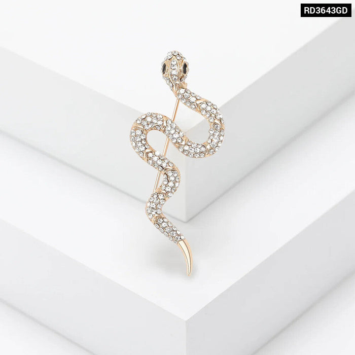 Sparkling Snake Brooch Pin 3 Colour Rhinestone Lapel Pin For Clothing