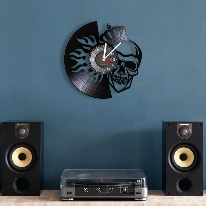 Royal Skull Crown Vinyl Record Wall Clock