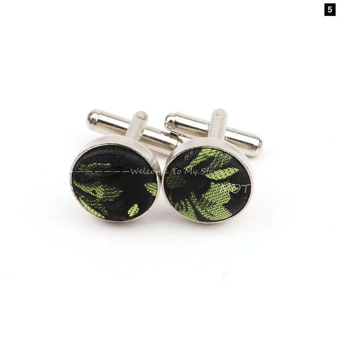 Dark Blue Floral Cufflinks For Weddings And Daily Wear