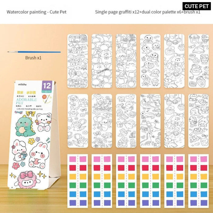 12 Sheets Watercolour Colouring Book