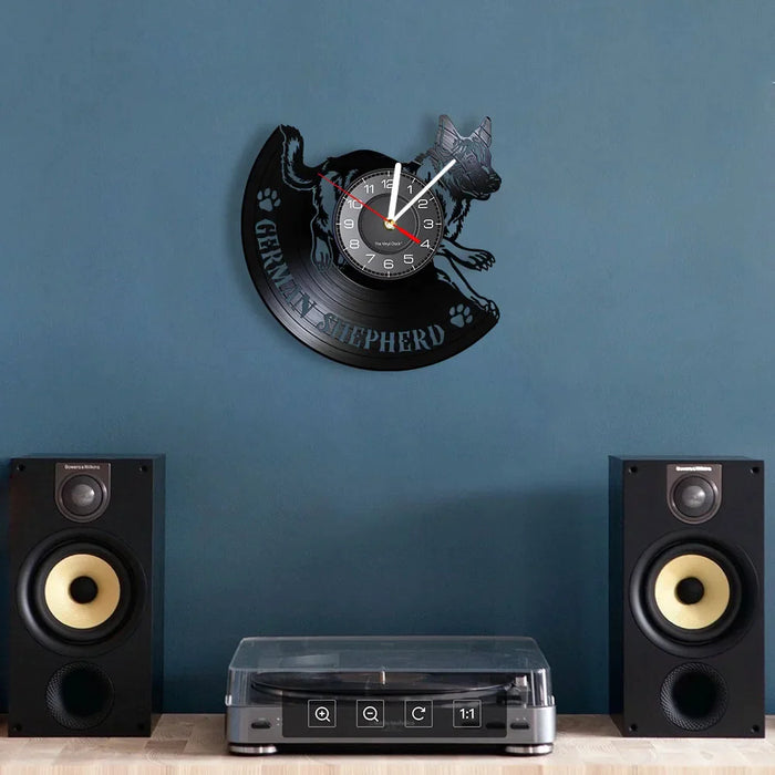 German Shepherd Vinyl Record Wall Clock