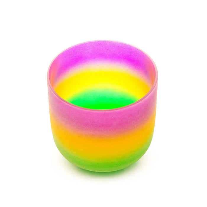 7 Inch 432Hz/440Hz B Note Crown Chakra Rainbow Coloured Quartz Crystal Singing Bowl For Sound Healing With Free Mallet