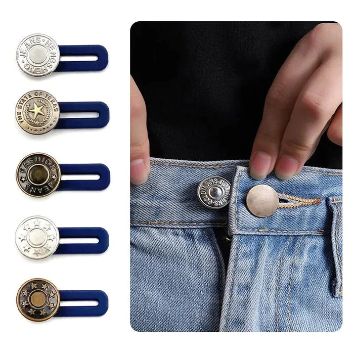 5Pcs Metal Button Extender For Jeans Free Sewing Kit For Retractable Waist Button Perfect For Any Pants Extended Buckles For Fixing