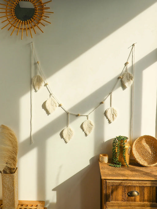 Boho Leaf Macrame Tapestry For Room Decor