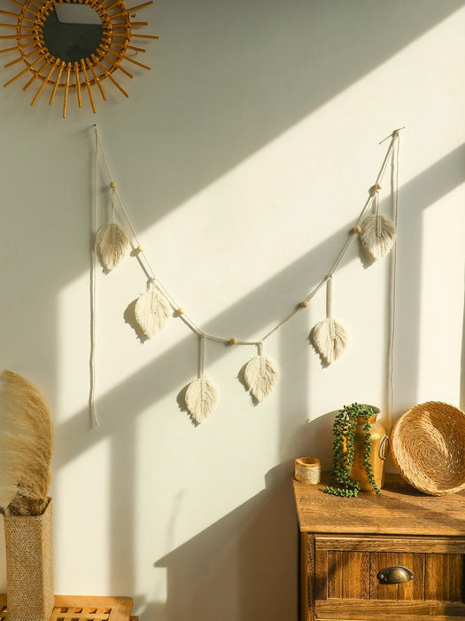 Boho Leaf Macrame Tapestry For Room Decor