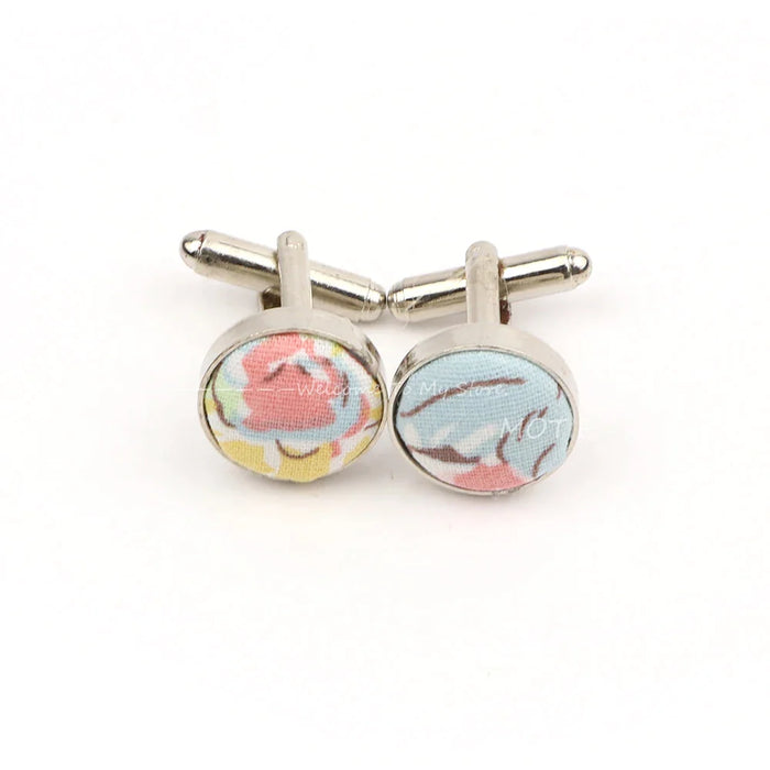 Floral Pattern Cufflinks Mens Classic White Metal Accessory