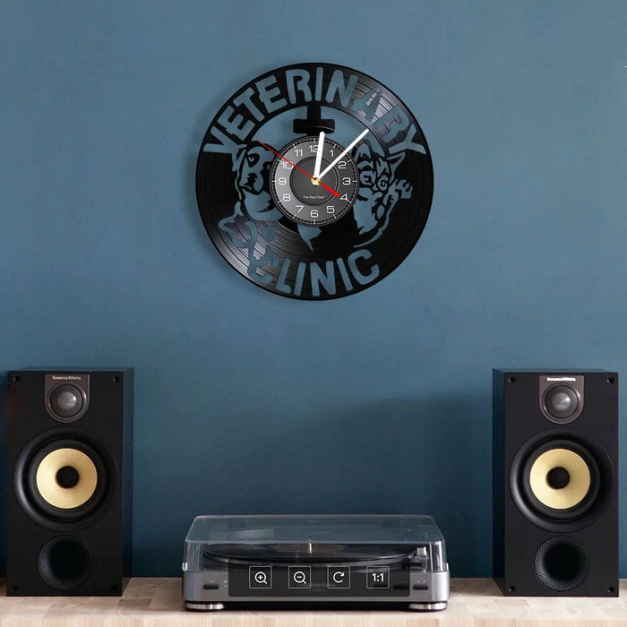 Vinyl Record Wall Clock For Veterinary Clinic Care