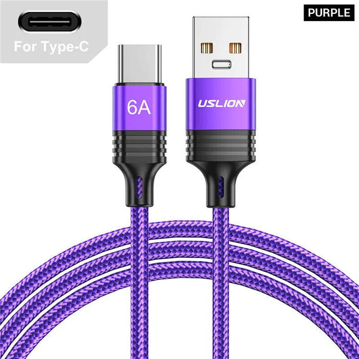 66W Fast Charging Usb C Cable For Samsung Xiaomi