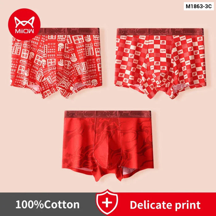 Pack Of 3 Antibacterial Mens Boxers Red Print