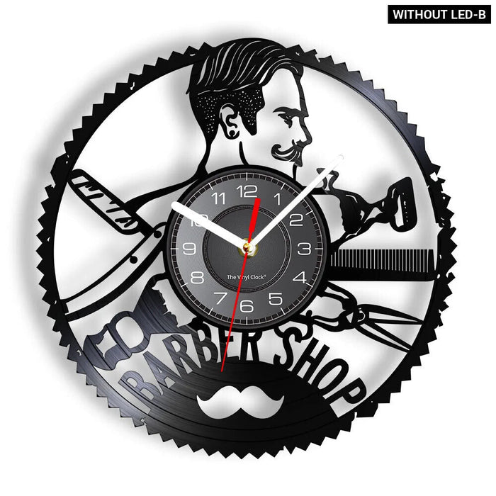 Barber Shop Vinyl Record Wall Clock