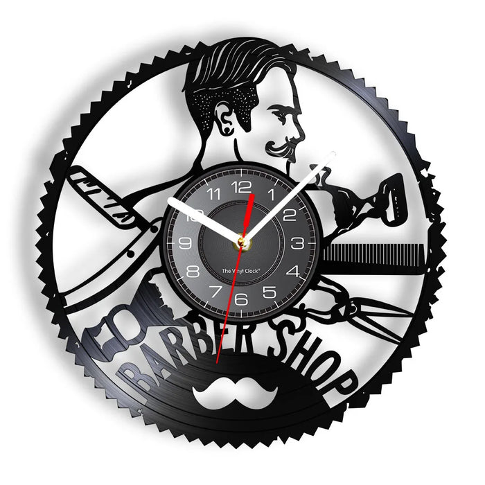 Custom Barber Shop Vinyl Record Clock