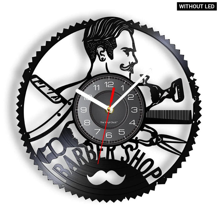 Custom Barber Shop Vinyl Record Clock