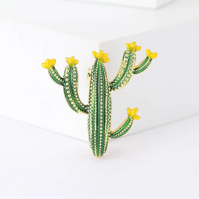 Charming Cactus Lapel Pin For Women Fashionable Brooch Accessory