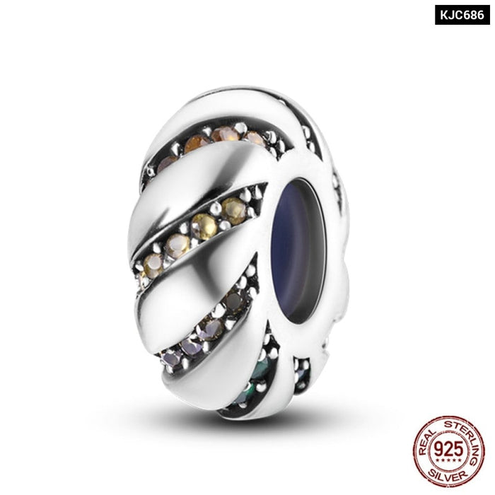 Fit Pandora Original Bracelet 925 Sterling Silver Cats Claw Butterfly Silicone Spacer Beads Colourful Zircon Fine DIY Jewelry