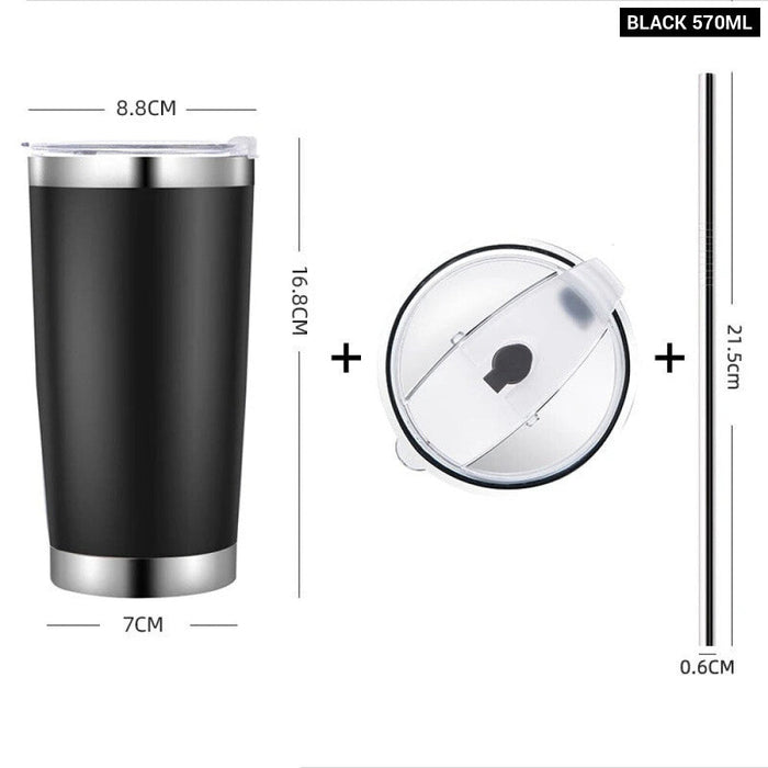 304 Stainless Steel Travel Mug With Lid And Straw