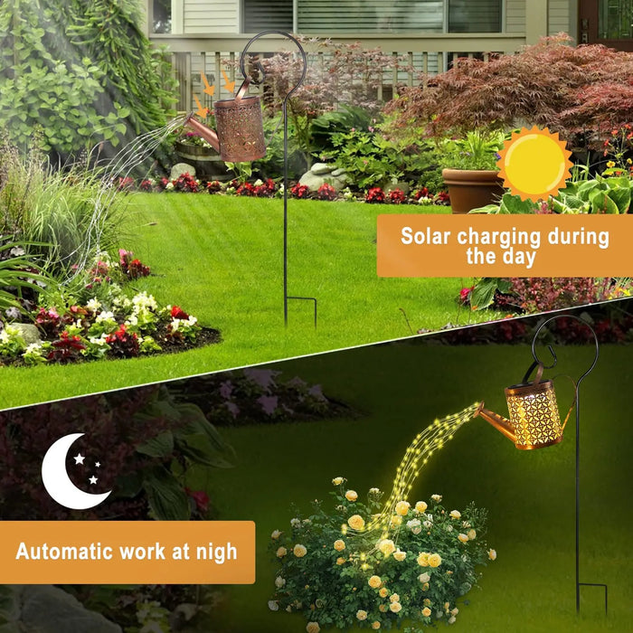 Outdoor Solar Watering Can With Lights