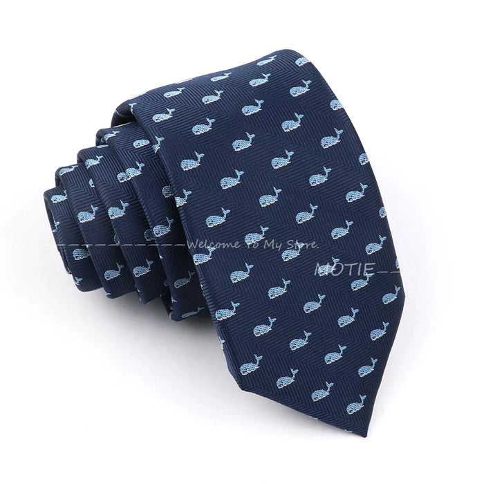 Blue Whale Pattern Tie For Weddings And Daily Wear