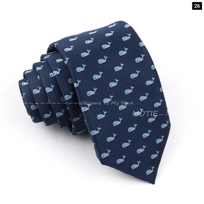 Blue Whale Pattern Tie For Weddings And Daily Wear